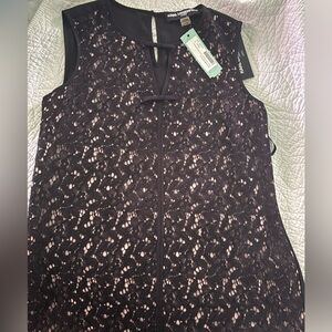 NWT Karl Lagerfeld Black Lace Sleeveless Top
